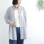 大人の羽織りに◎ 上品シアー 東炊きコットン チュニック丈ロングシャツ（グレー）TP09