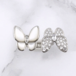 幸せのパピヨン【高品質！送料無料！当日配送！】2連リング　マザーオブパール　クローバー