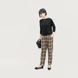 クラシカルに上品に 大人の上質タータンチェック テーパードパンツ ベージュ ●ROSIE-TP●
