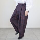 紬のタックパンツ（亀甲文様・L）