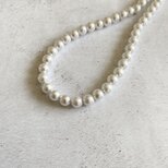 Pearls Necklaces グレイッシュ！ライトシルバーグイッシュホワイトパールネックレス♪6ｍｍ