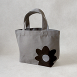 グレー✕黒茶花　ミニトートバッグ／ランチバッグ