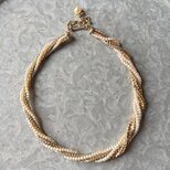 NN12-【 Napier 】ネイピア 1970〜80's Gold Chain Faux Pearl Screw Short