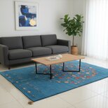 ペルシャ　ギャッベ　リビング　ラグ　200x150cm 　青色　ザクロの木　RJ9448