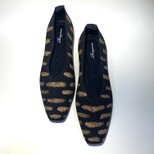 雨柄フラットニットパンプス (ブラックxゴールド) 軽くて楽ちん