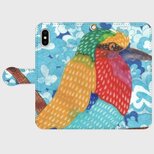 光を見つめる鳥｜ライラックニシブッポウソウ・シャルメナの帯ありiPhoneケース