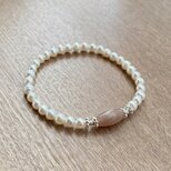 ピンクムーンストーン 天然石 パール ブレスレット