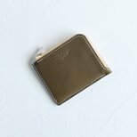 L字ファスナースリムウォレット（オリーブ×キャメル）　ミニ財布　バイカラー　革　イタリアンレザー　薄い財布　ミニマル