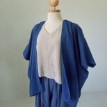 手織りオープンフロントカーディガン / 藍 無地 / 草木染めコットン