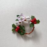 冬の花のリースブローチ・レース編み