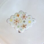 有線七宝｜ふんわり白いボタニカルなポニーフック