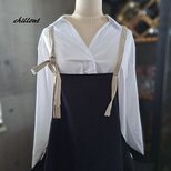 【背中がかわいい】エプロンドレス：ブラック×リネン【0968】