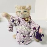 【一点物・高さ14cm】リアルな風合いと愛嬌を両立！茶トラ猫の羊毛フェルト招き猫ミニオブジェ