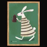 コーヒーいかが　ウサギ　送料無料 　プロのイラスト　A4〜A0　ポスター　アートポスター　アート/sei検索新着順　3803