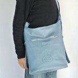 うさぎスカル、底付きショルダーバック（ブルー）