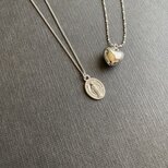 Simple Metal Necklaces ミニマリストレイヤーネックレス　2本Set（メダイ+パフハート