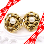 【フランス買付】ヴィンテージ パール×ゴールド ロープデザイン イヤリング＊Classic French Style1980s