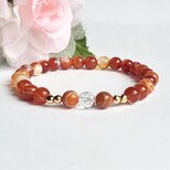 天然石＊サードオニキス&水晶×ヘマタイト＊ブレスレット＊お守り＊細め＊天然石ブレスレット＊スタイリッシュ＊上品 　