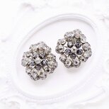 【アメリカ買付】ヴィンテージ クリスタルフラワー×ラウンドラインストーンイヤリング＊Sparkle Elegance1950s
