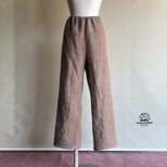 厚手リネン【ドンゴロス】イージーパンツ　ストレート・ロング◆ カフェラテ◆M・Ｌ・LL◆（リネン100％、6番手）