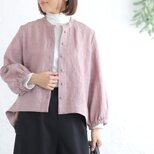冬も心地いい ✦ 桐七炊きリネン100% バンドカラーブラウス（ダスティピンク）TP52