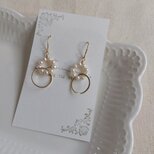 14kgf 小さな淡水パールのリングピアス