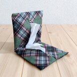 携帯ティッシュケース　ボックスティッシュから詰替え　タータンチェック　グリーン　528