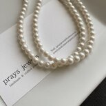 Pearls Long Necklaces 5ｍｍ ホワイト系パールロング85ｃｍ　ロング一連・ショート二連にも◎