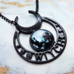 ゴシック調ブラックムーンロングネックレス 魔女 ウィッチ 三日月 トリプルムーン パンク ロック メンズ レディース