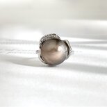 淡水パール 大粒 バロック チャコールブラウン フラワーリング 調色パール　1点のみ