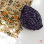 ばあば作♡シードビーズのがま口（こきむらさき・1973）