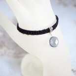 【受注製作】レジンアート　一粒の水滴とタティングレースとベルベットリボンのブレスレット〈優しい影を残して〉