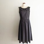 『新作』フラットカラーのフォーマルワンピース　オケージョン　パーティードレス　ブラック　黒　コットン