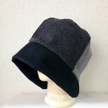 魅せる帽子☆ふんわり軽い♪ウールのグラデーションクロッシュ～ブラック&グレー2