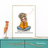 I Am Becoming My Best Self｜ガーリーアファメーションポスター｜女の子イラスト インテリアアート