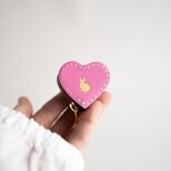 【新色ピンク】うさぎの心❤︎小さいハートの牛革コインケース／ジュエリーケース