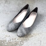 在庫分のみアウトレット価格　幅広　ローヒールパンプス　フラットシューズ　ふわふわクッション　アンティークグレー