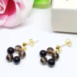 天然石＊オニキス＊スモーキークォーツ＊ピアス＊イヤリング＊サージカルステンレス＊星＊可愛い＊天然石ピアス