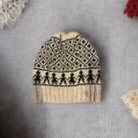 北欧柄手編みのニット帽子/シェットランドウール