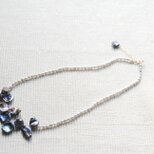 花びらケシパールのネックレス　ネイビー 14kgf