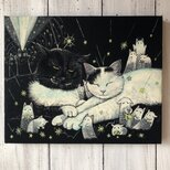 「星を降らせる魔法」Ｆ3サイズ アート作品 原画  徳島洋子作品  アクリル画