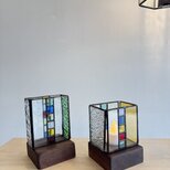 wine block ステンドグラス2個セット　ペン立て　小物入れ（キャンドルBOX）プレゼント