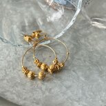 YA211-【 AVON 】エイボン・ヴィンテージイヤリング Gold Tone Textured Beads Hoops