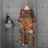 振袖からのワンピース　 ゆったり目　 ドロップショルダー　着物リメイク