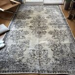 超大判173×272 クリーム×ブルーグレイ×ブラウン　トルコヴィンテージラグ