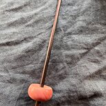 紡ぎ独楽・丸もち ピンクアイボリー＆縞黒檀 A