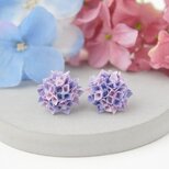 イヤリング 「 雨上がりの紫陽花 しっとり紫 」 紫 紫色 紫陽花 あじさい 夏 浴衣 つまみ細工 痛くないイヤリング