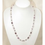 本水晶とアメシスト、SV925のロングネックレス（天然石、2月と4月の誕生石、紫水晶、多面カット）