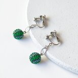 ビーズボールイヤリング(緑)