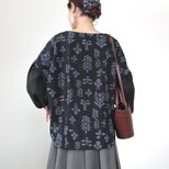 着物のバックテールブラウス・ボリューム袖（袖に絽・M~L)